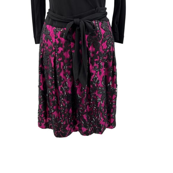 Diane Von Furstenberg Jewel Wrap‎ Dress Floral Embroidered Black Pink Size 8 - Picture 4 of 12